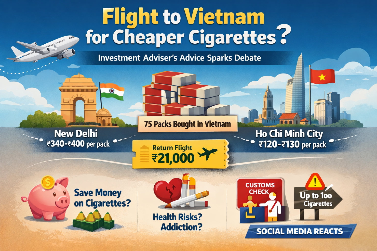 Investment adviser suggests flying to Vietnam for cheaper cigarettes after India excise duty hike, social media reacts