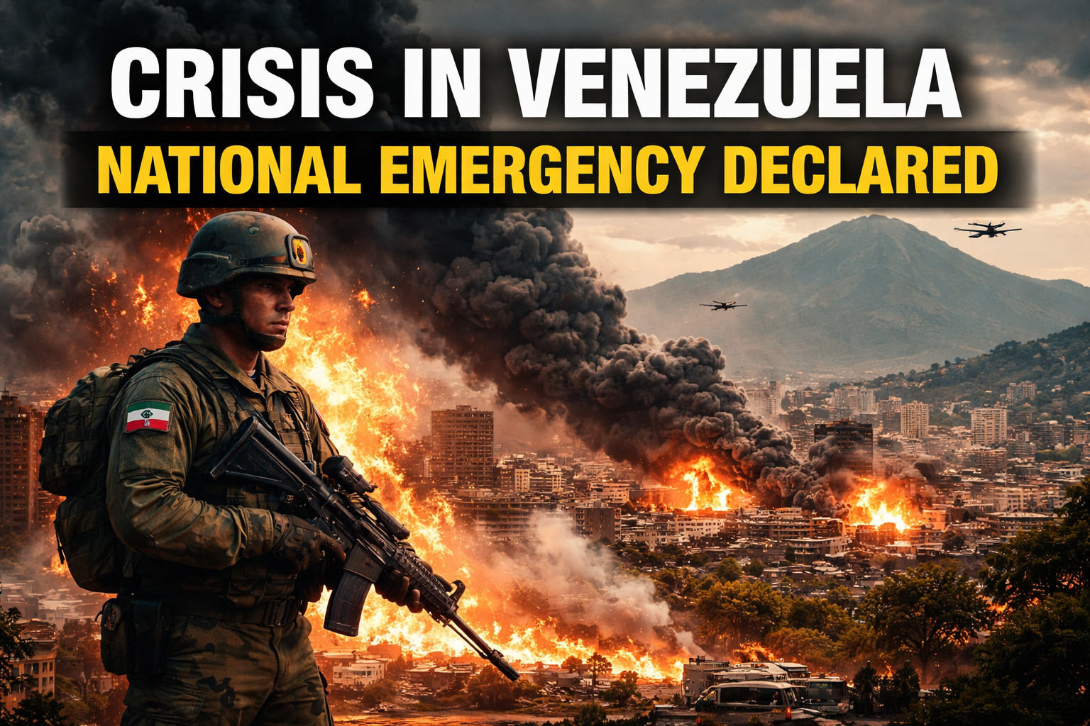 Explosions and smoke seen over Caracas as Venezuela declares national emergency after alleged US attack